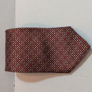 Daniel De Fasson Men's 100% Silk Handmade Tie - Red, Pink & Gold